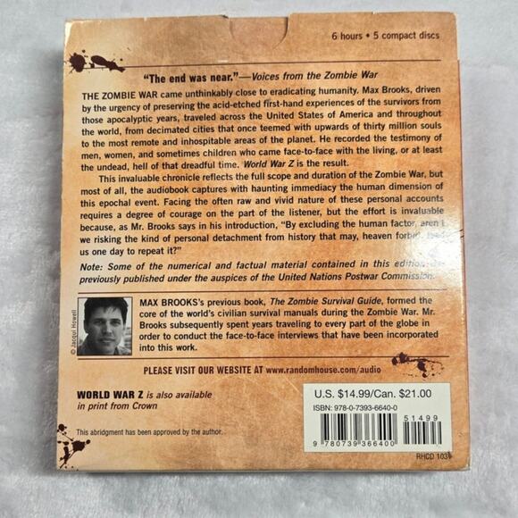 World War Z: An Oral History of the Zombie War by Max Brooks (CD-Audio) 5 Discs - Picture 2 of 4